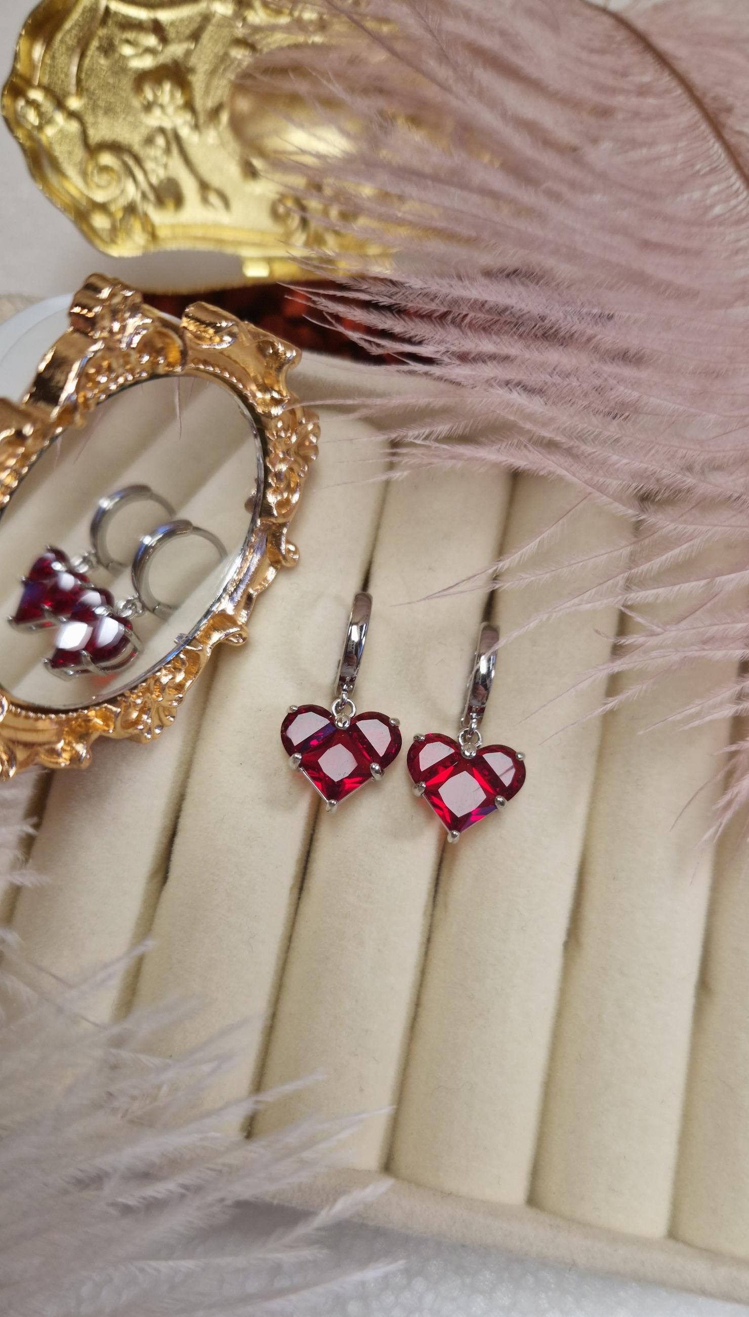 Krystallhjerte/t - rød sølv